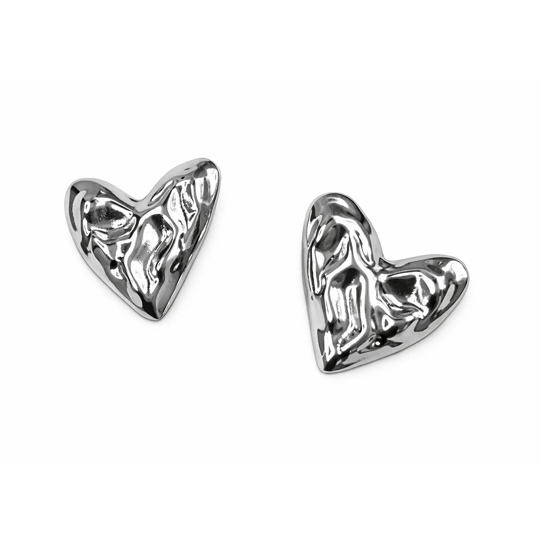 AROS CORAZON PLATEADO REPUJADO