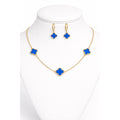 SET CADENA + AROS TREBOL GOLD AZUL 44CM