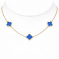 CADENA TREBOL GOLD AZUL