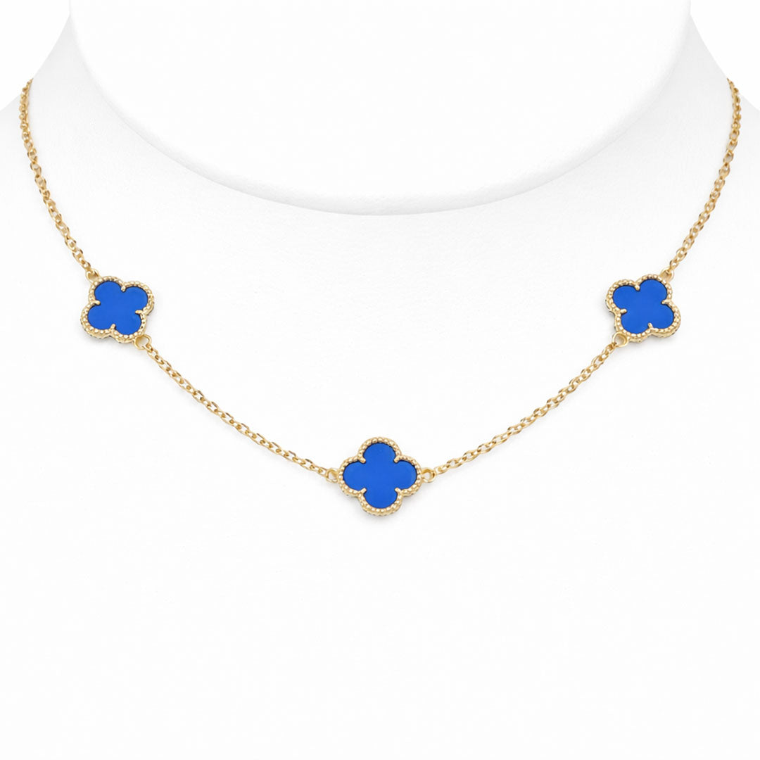 CADENA TREBOL GOLD AZUL