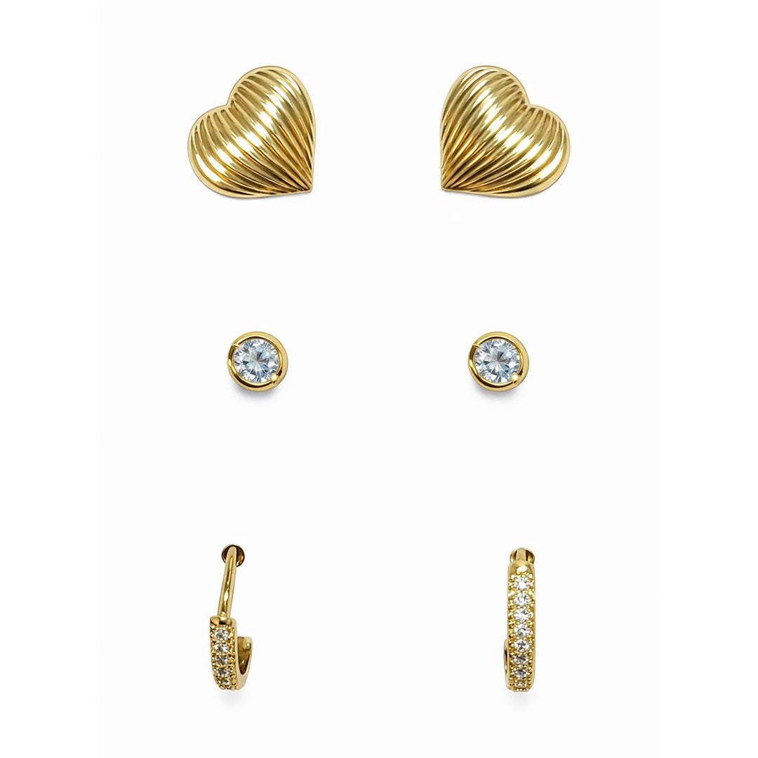 AROS SET TRIO BASICOS HEART ARGOLLA Y CIRCON