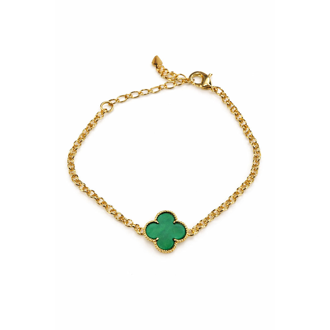 PULSERA TREBOL VERDE GOLD