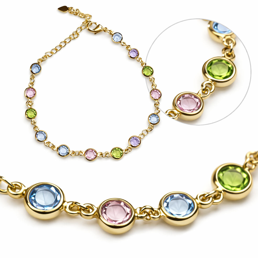 PULSERA CRISTALES DE COLORES GOLD