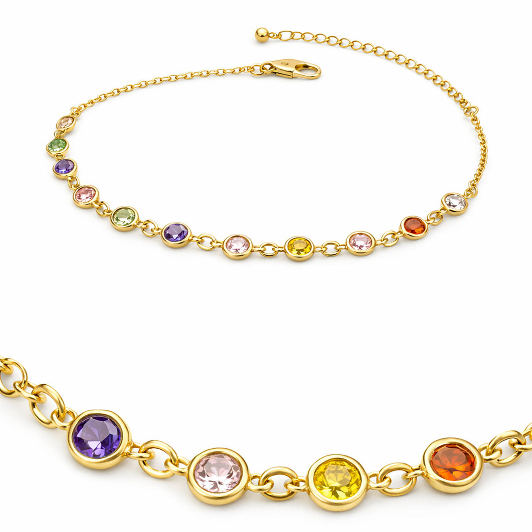 PULSERA CIRCULOS COLORES CRISTAL GOLD
