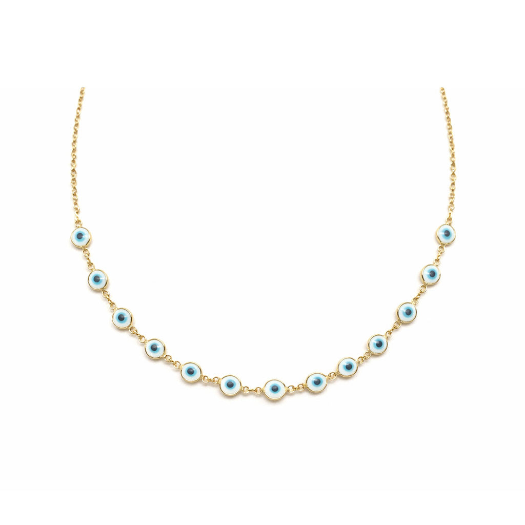 CADENA GOLD OJITOS AZULES