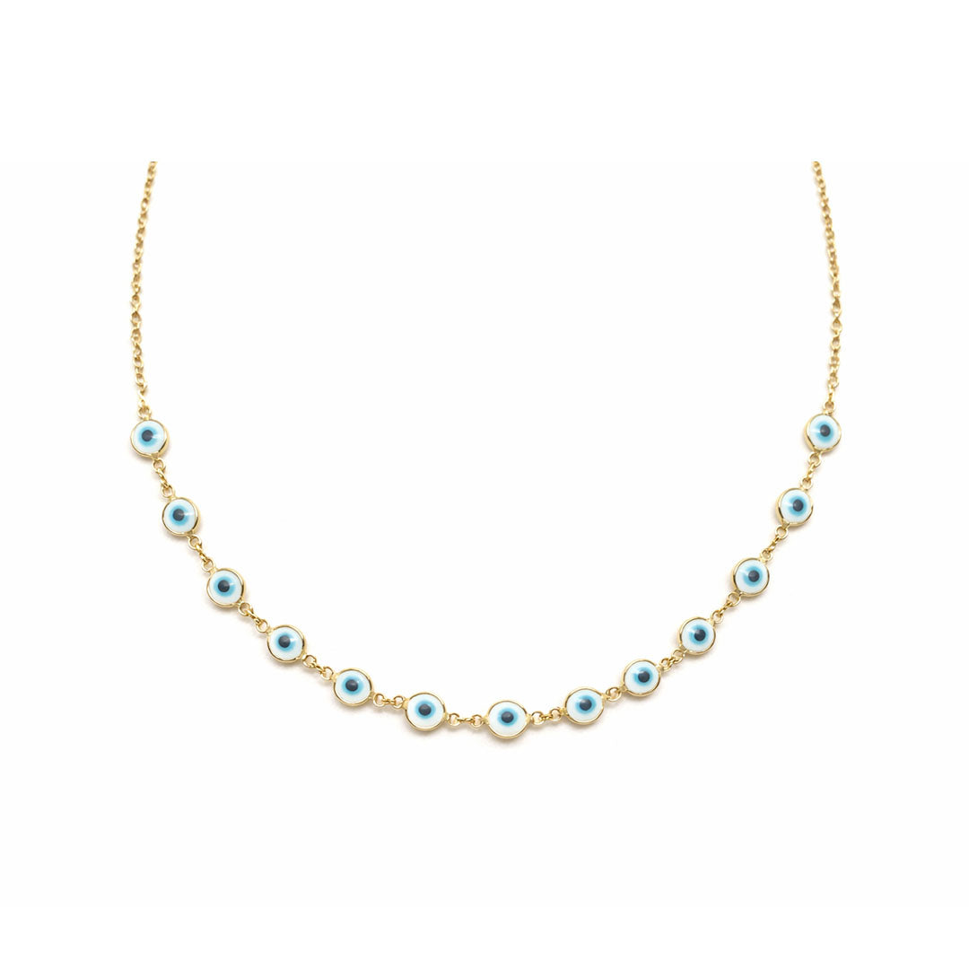 CADENA GOLD OJITOS AZULES