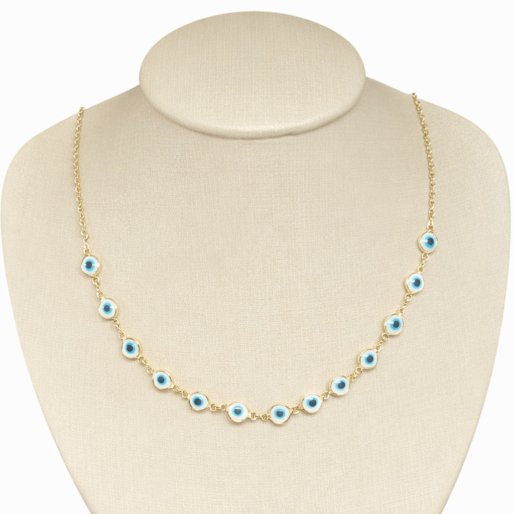 CADENA GOLD OJITOS AZULES