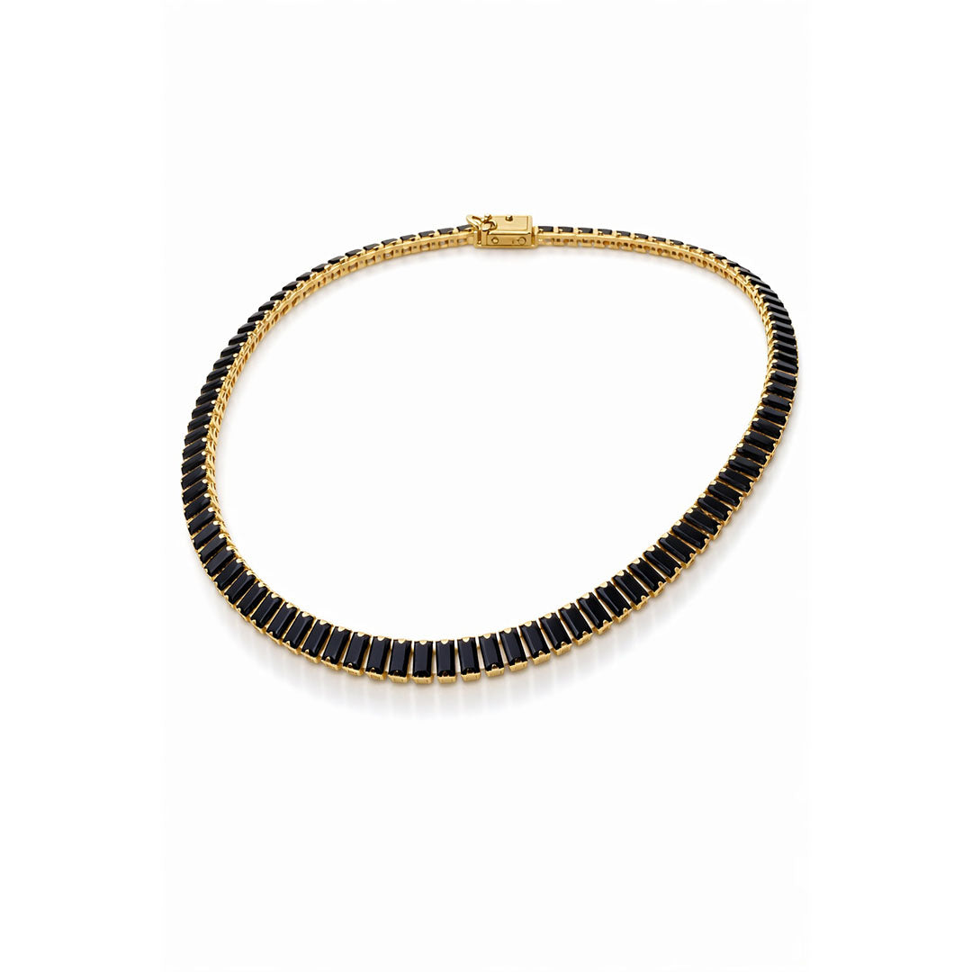 COLLAR CRISTALES NEGROS GOLD
