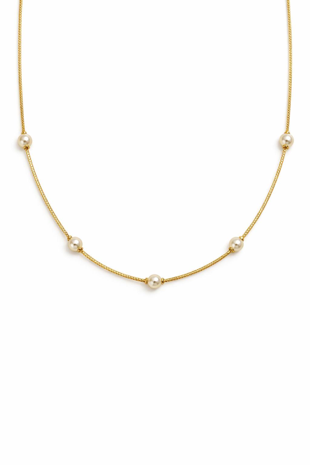 CADENA CHOCKER PERLA DORADA