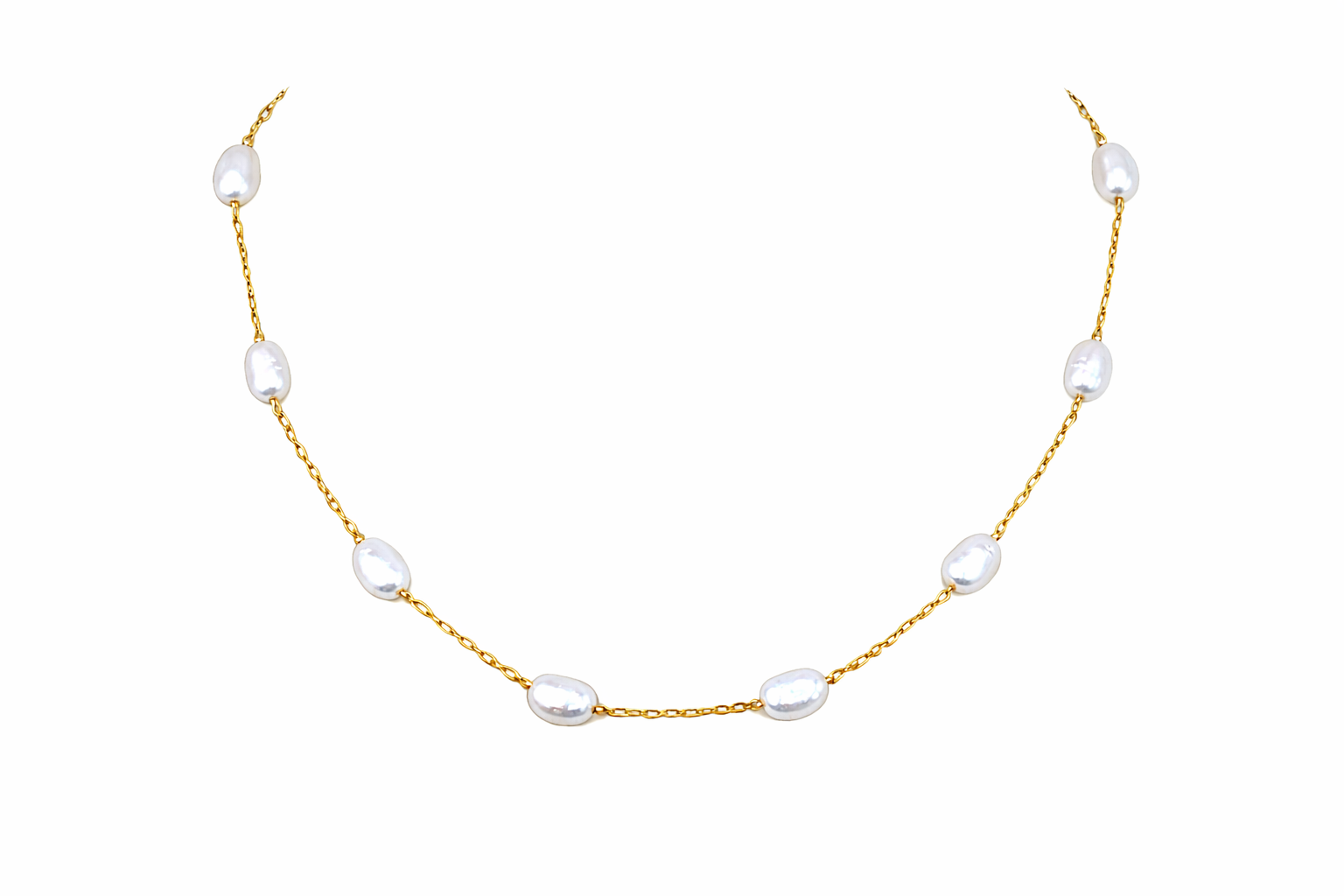 CADENA PERLA OVAL DORADA