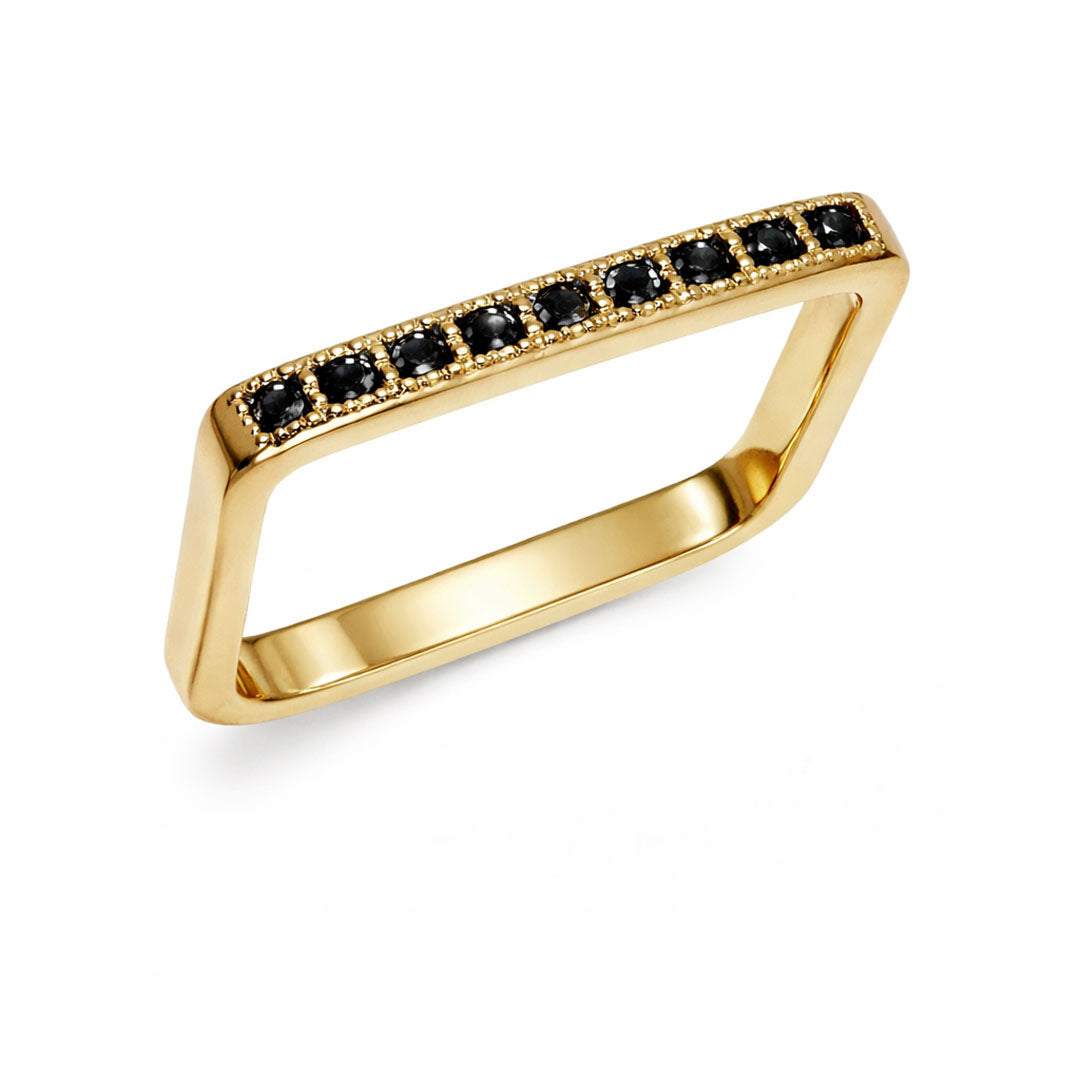 ANILLO CUADRADO GOLD NEGRO
