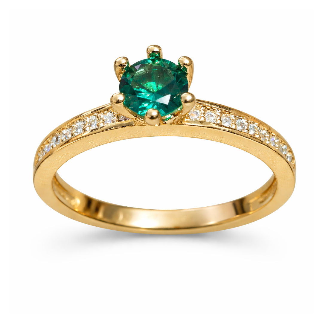 ANILLO SOLITARIO CRISTAL VERDE