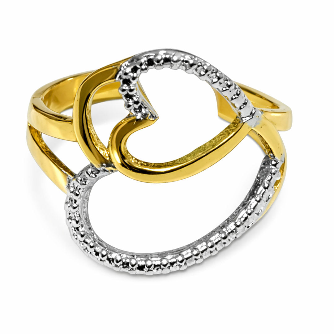 ANILLO DOS CORAZONES BICOLOR