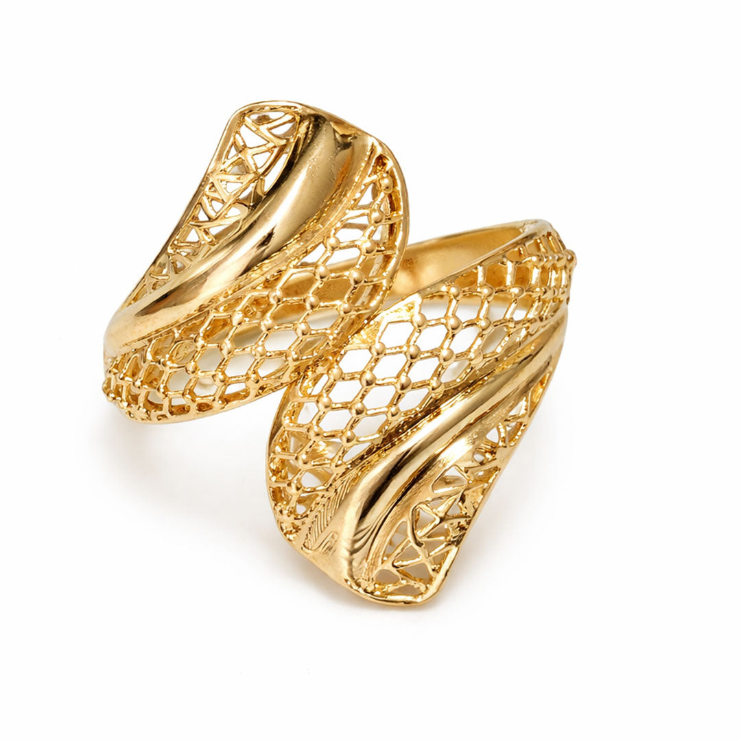 ANILLO HOJITAS MALLA GOLD