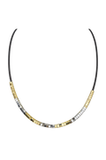 COLLAR CUERO CUBITOS DORADOS CAFE