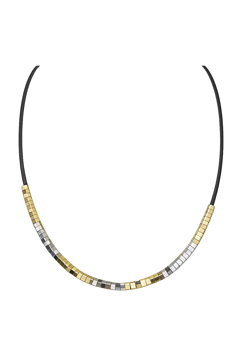 COLLAR CUERO CUBITOS DORADOS CAFE