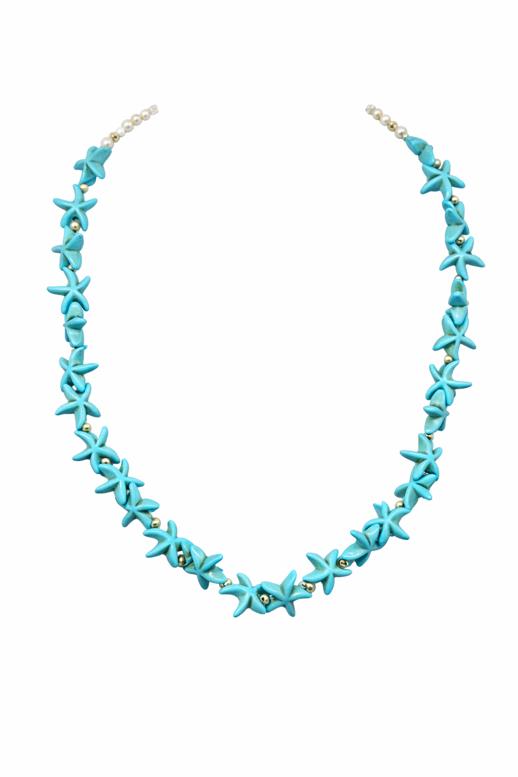 COLLAR ESTRELLA DE MAR TURQUESA + PERLAS