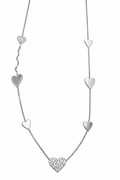 COLLAR LARGO CORAZON PLATEADO