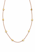 COLLAR AMBAR ESTRELLITAS Y CORAZONES DORADOS