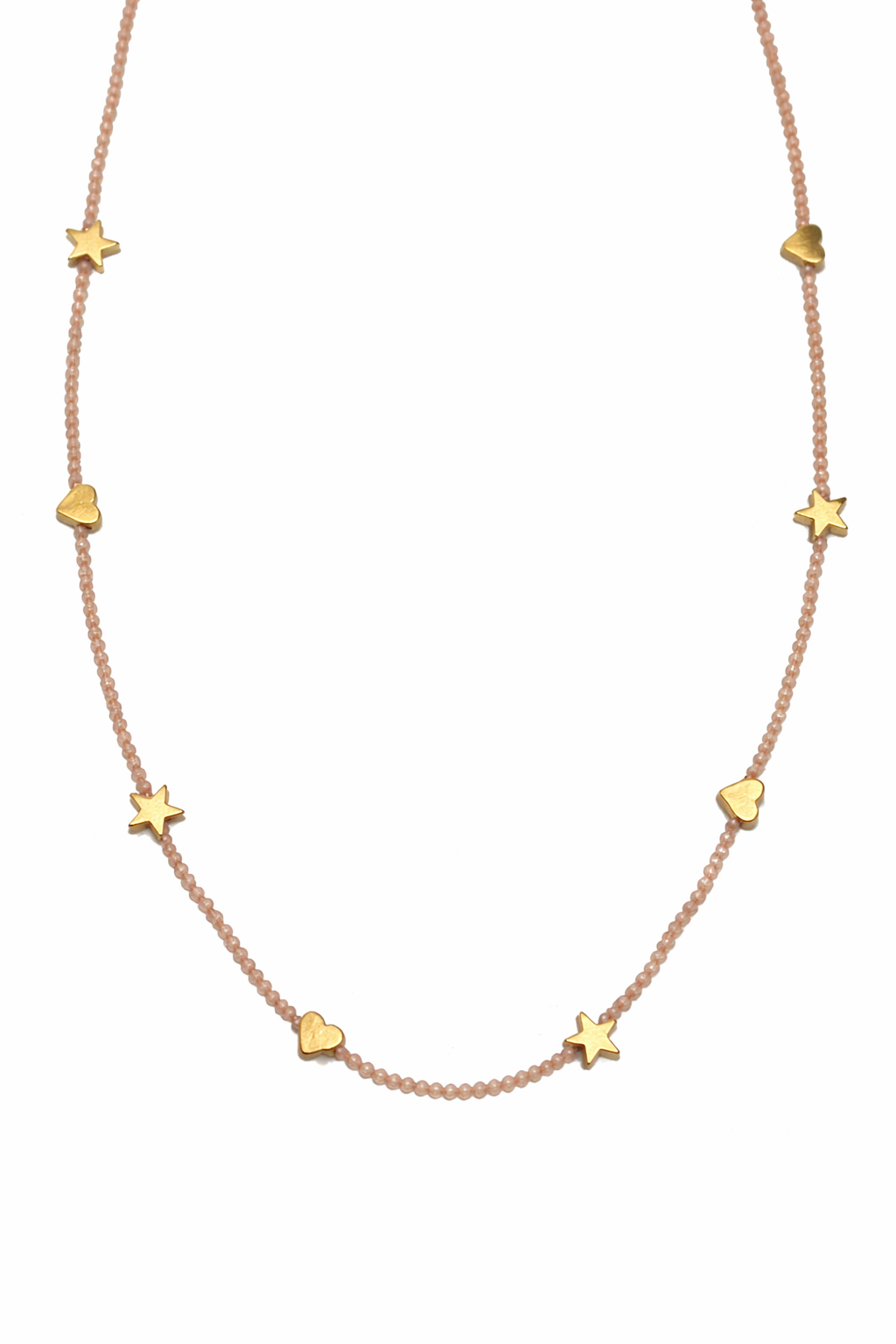 COLLAR AMBAR ESTRELLITAS Y CORAZONES DORADOS
