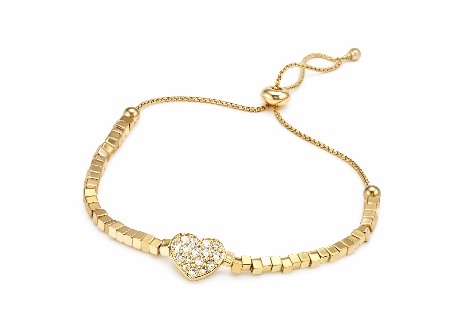PULSERA DORADO CORAZON CRISTAL