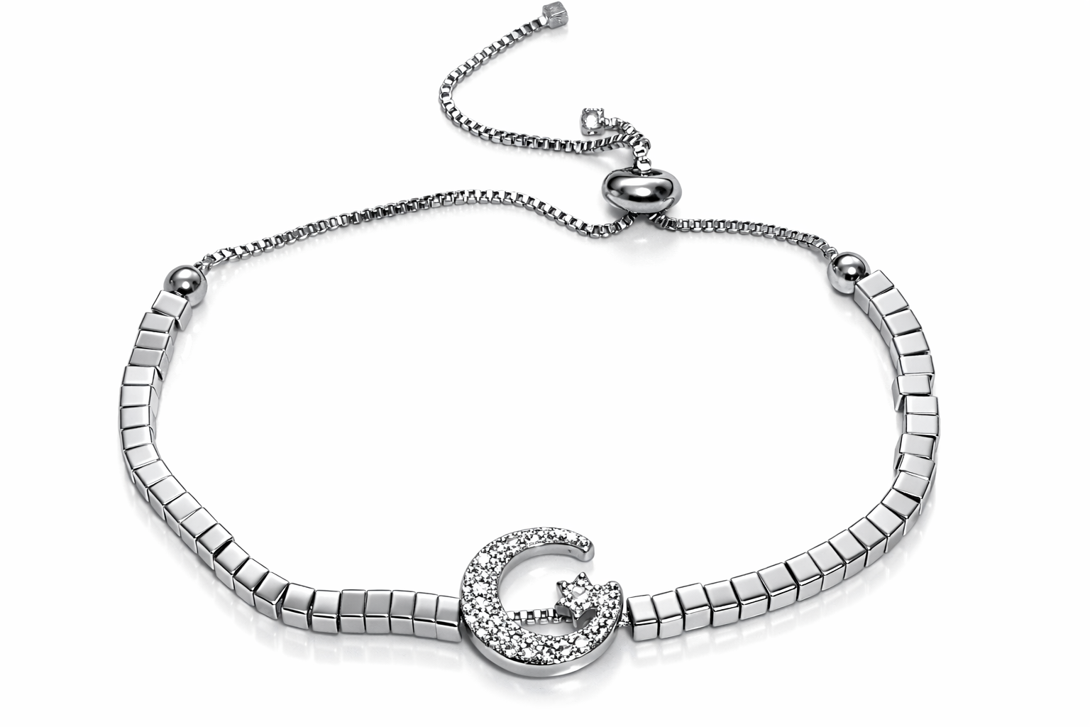 PULSERA PLATEADA LUNA CRISTAL