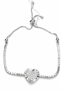 PULSERA PLATEADA CORZON CON CRISTALES