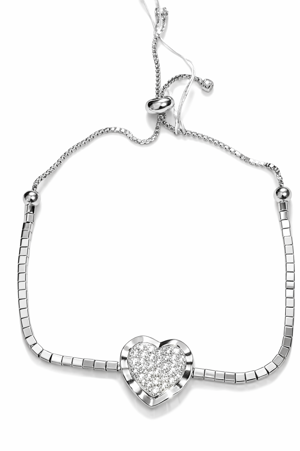 PULSERA PLATEADA CORZON CON CRISTALES