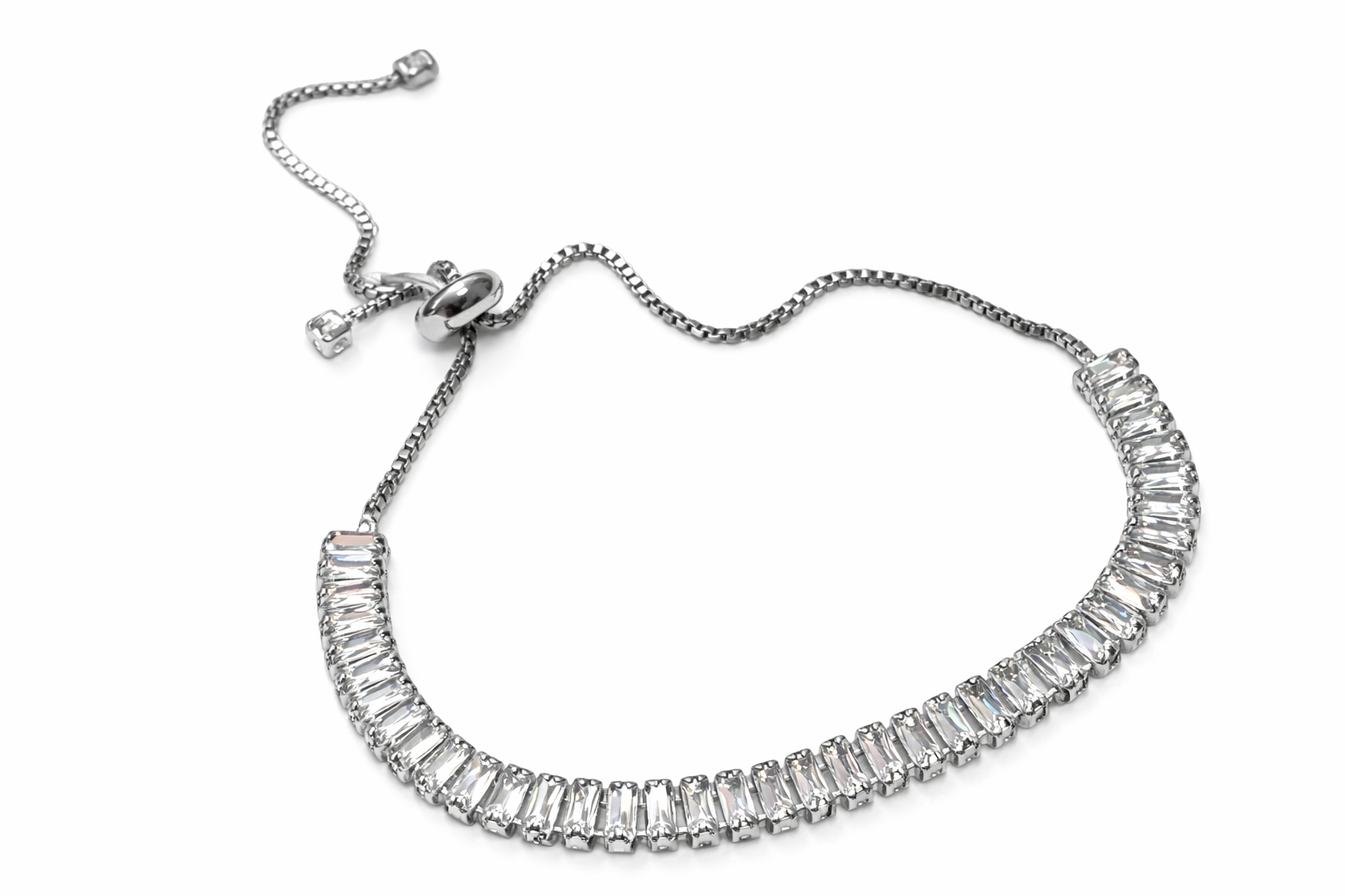PULSERA PLATEADA RECT CRISTAL