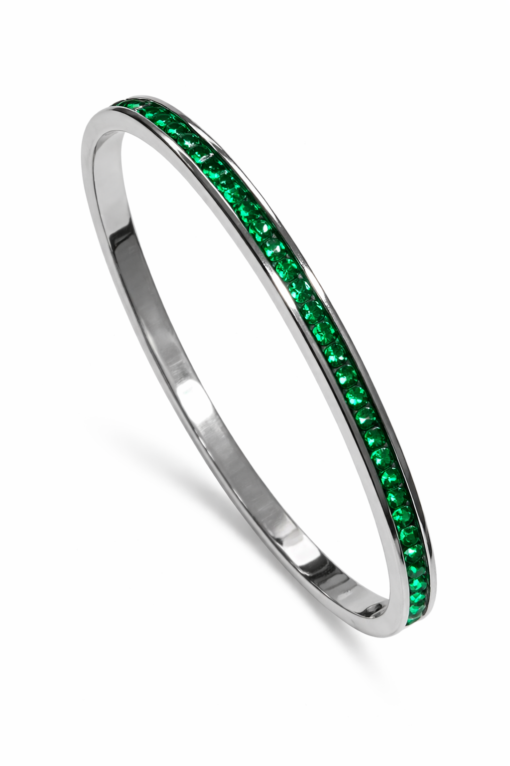 BRAZALETE RIGIDO CRISTALES VERDES