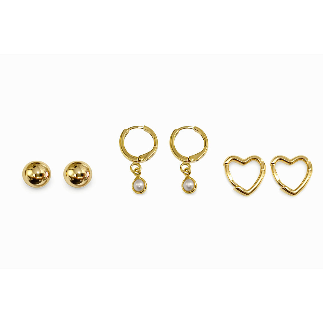 AROS TRIO HEART PERLITA Y BALL